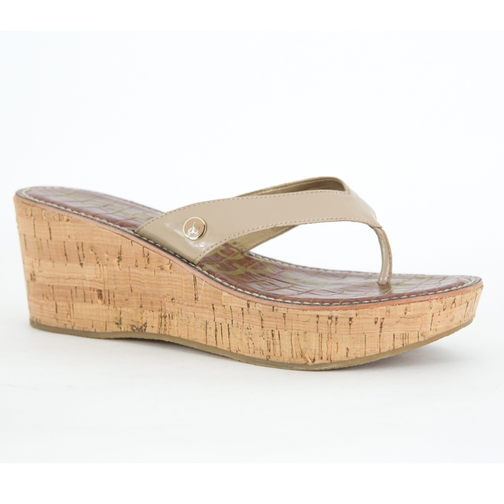 SAM EDELMAN Taupe Sandals CORK Wedge Platform ROMY